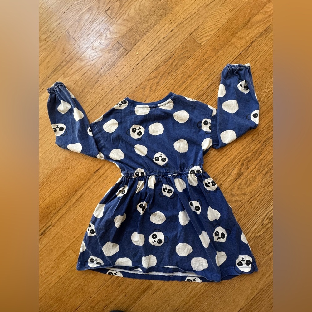 Hanna Andersson Girls Panda Print Play Dress 120 6-7 Blue Long Sleeve Cotton - Picture 5 of 5